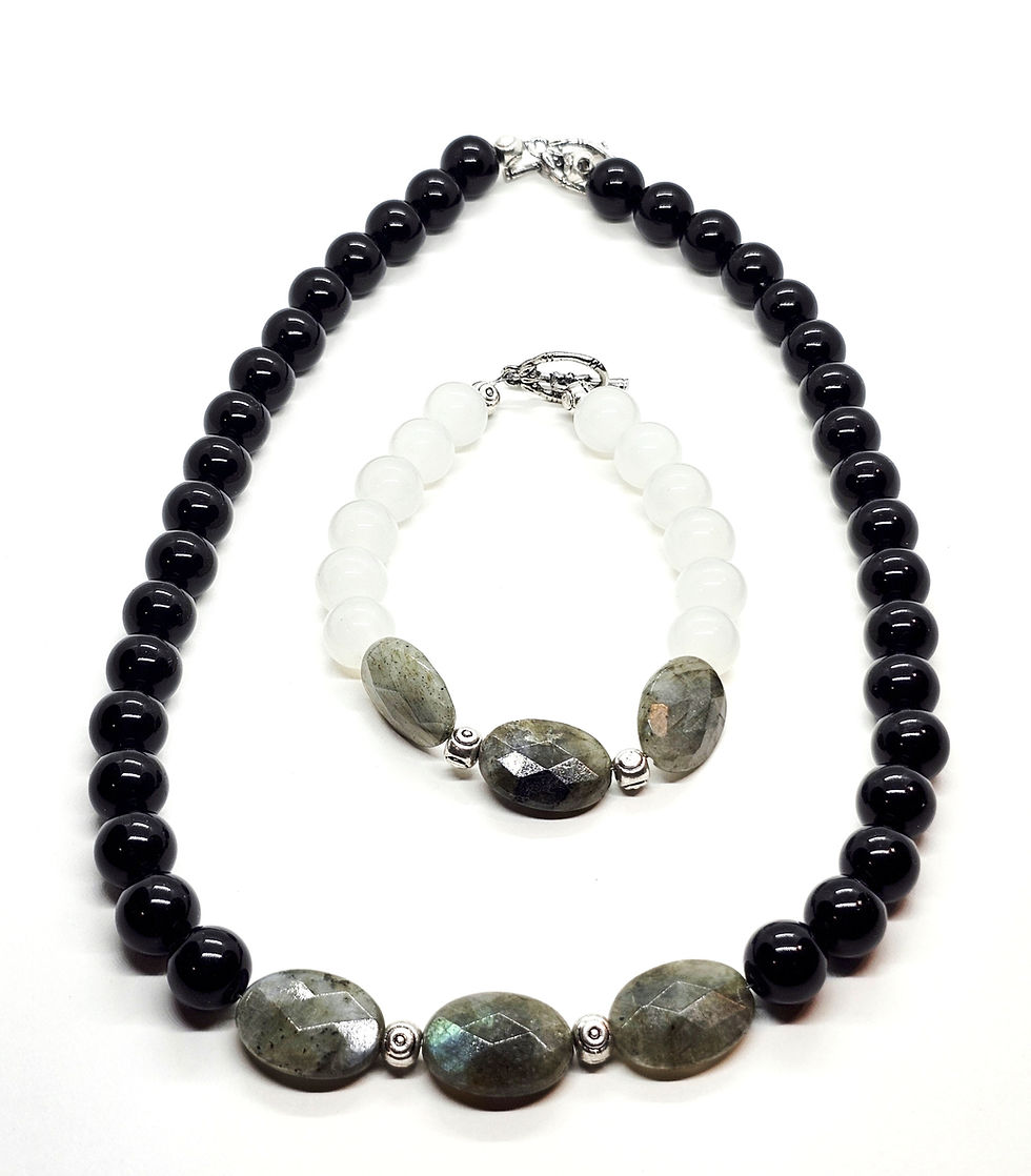 Thumbnail: Labradorite & Moonstone Bracelet – Size 8 | Ajsheart Handmade Crystal Jewelry