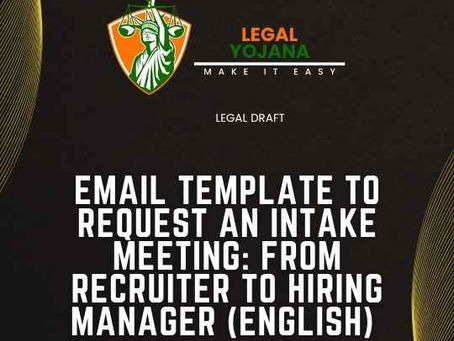 Email template to request an intake meeting: From recruiter to hiring manager