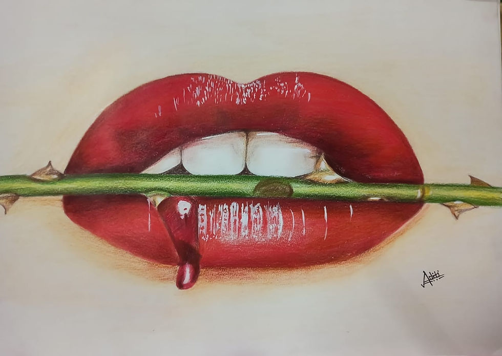 Lips with pencil colour 