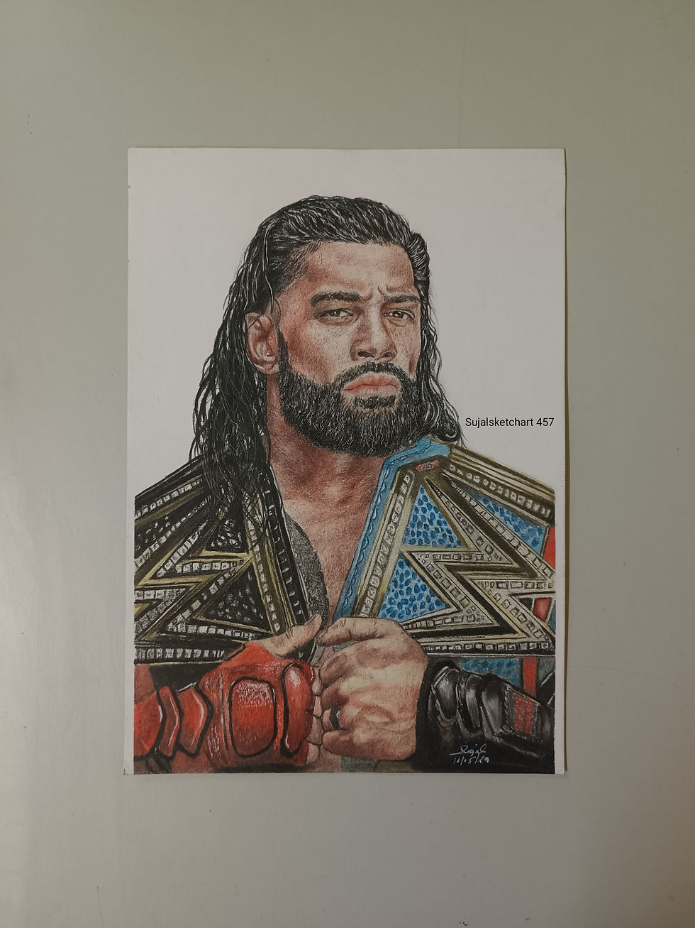 Roman Reigns Colored Pencil Drawing