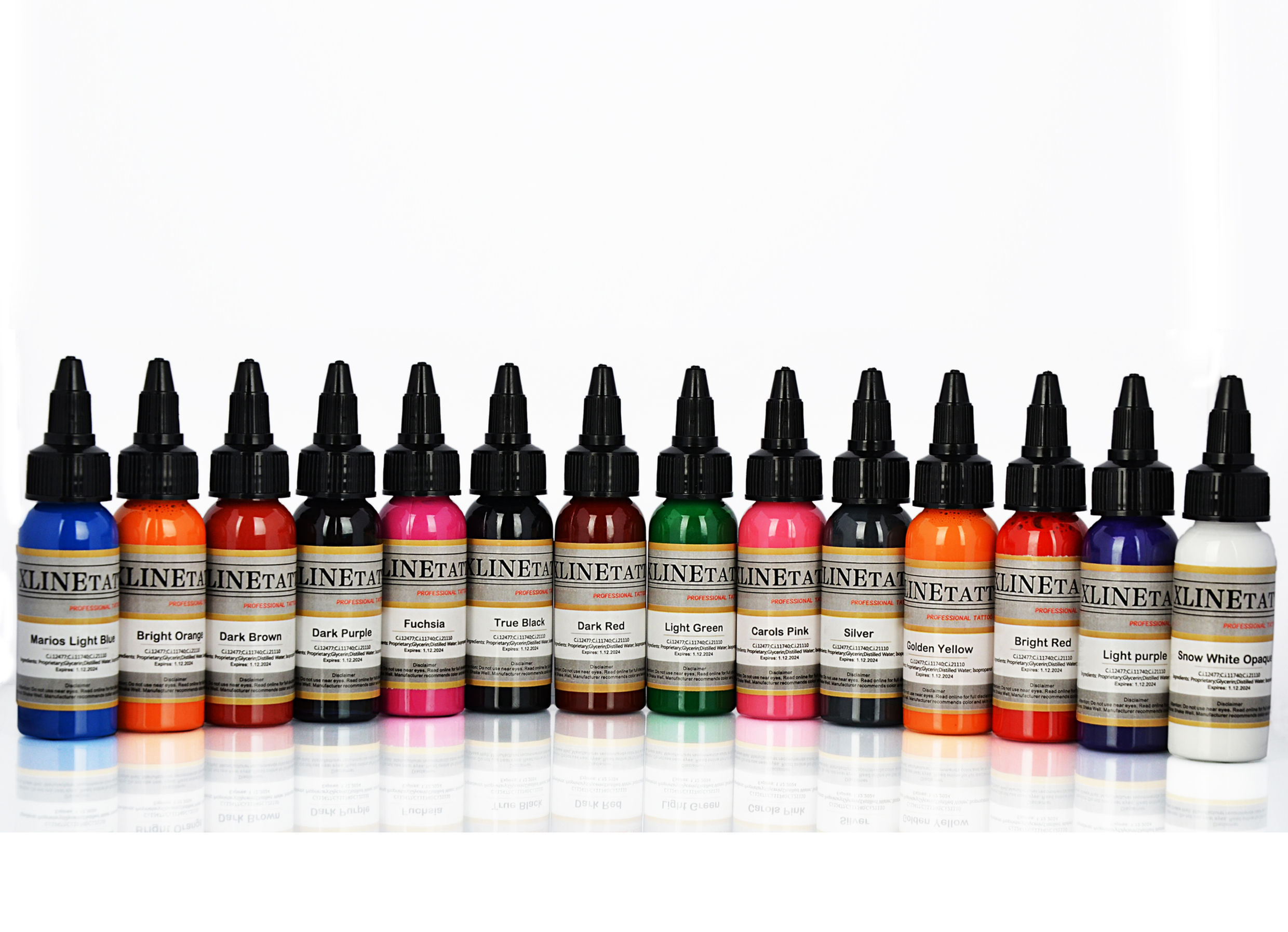 14 Adet 1 Oz Xlinetattoo Dövme Boyası Seti - 14 x 30ml Dövme Mürekkebi + HEDİYEL