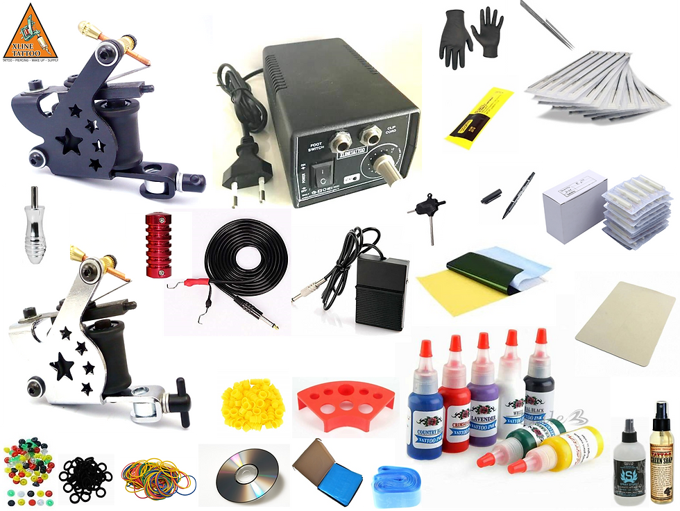 XL-479 XLINE TATTOO ÇİFT MAKİNALI DÖVME MAKİNASI SETİ PROFESYONEL - BLACK-SILVER