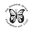 Foundation's logo. A black and white butterfly encircled with the words The Savannah Grace Foundation est. 2025
