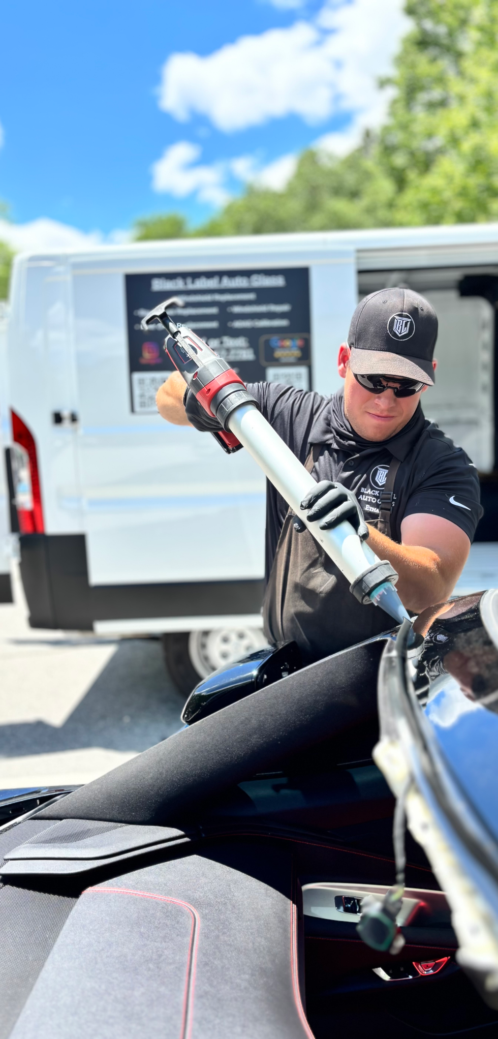 Black Label repairing windshield
