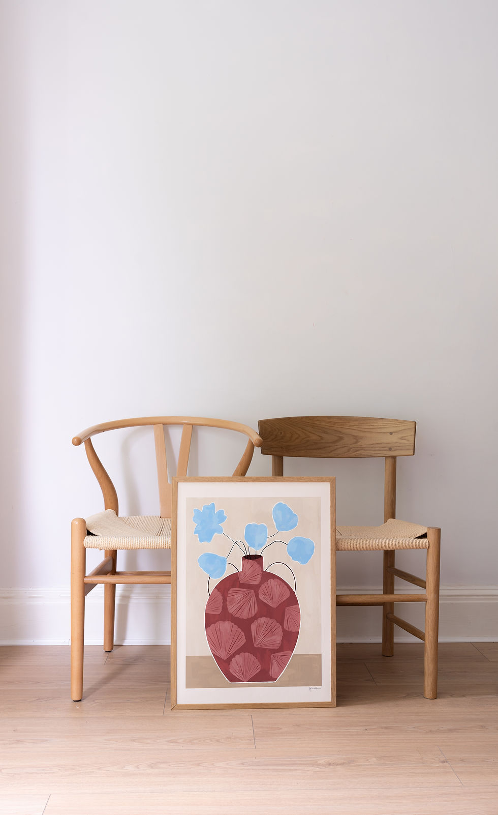 Thumbnail: blue flowers in shell vase