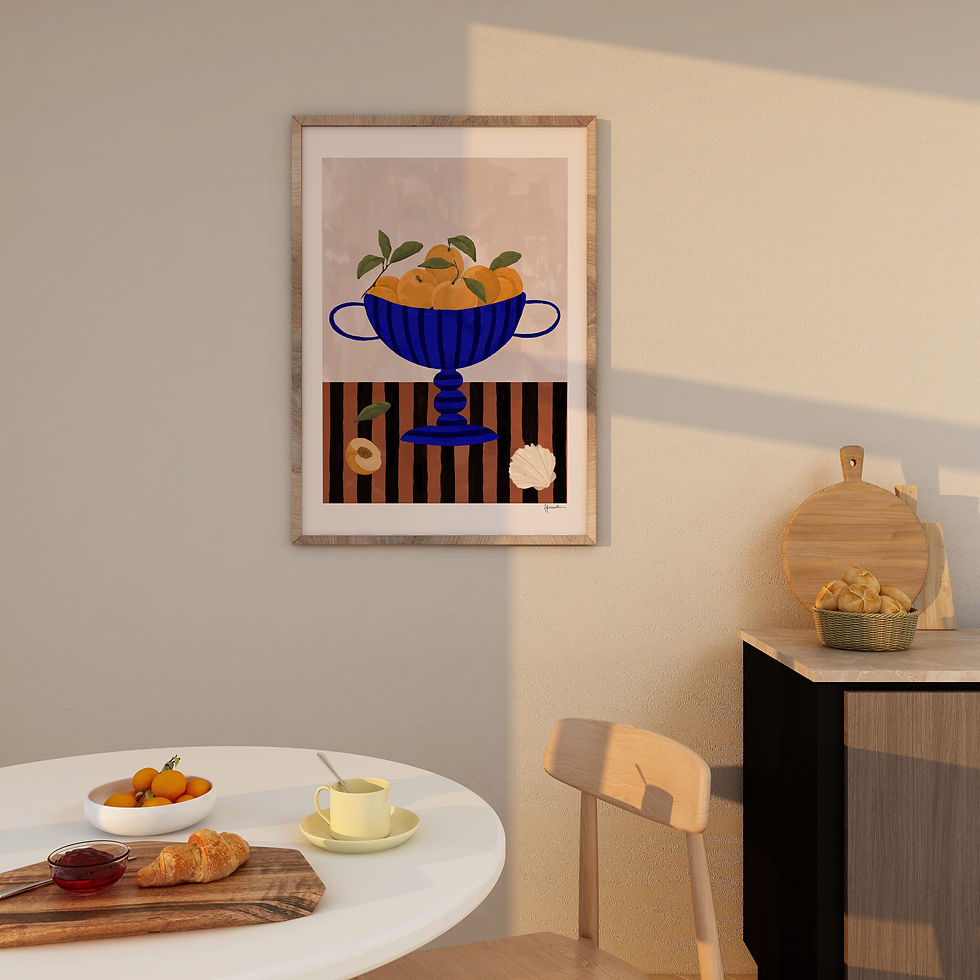 Thumbnail: peaches in blue striped bowl