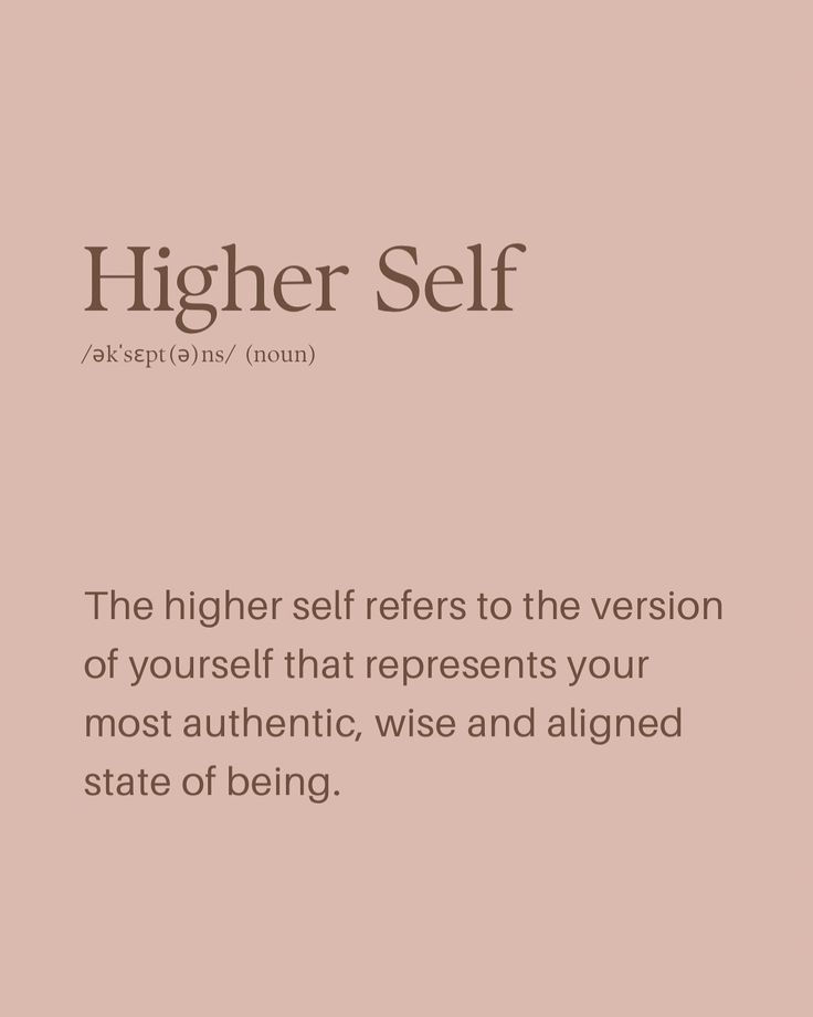 Text on pink background defining "Higher Self" as one's most authentic, wise, and aligned state.