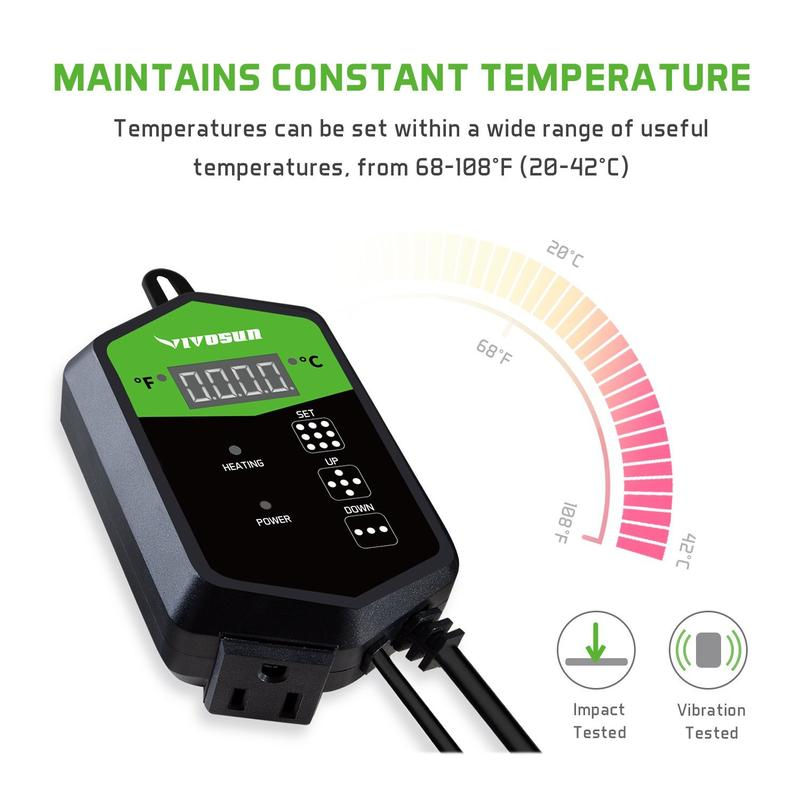 Thumbnail: 10" x 20" Seedling Heat Mat with Thermostat Controller - VIVOSUN10"x20" Seedling