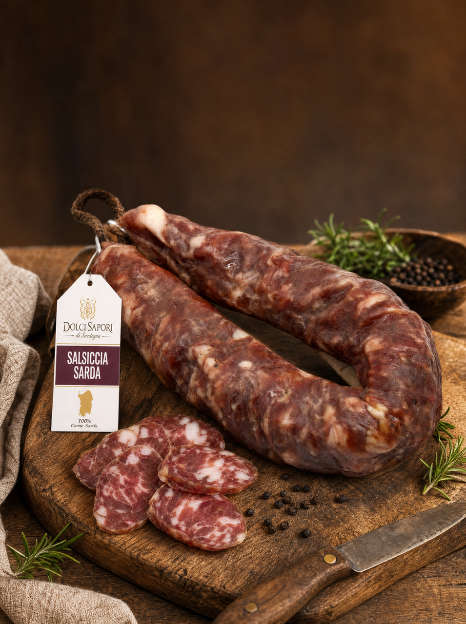 Salumi tipici sardi: salsiccia di Desulo stagionata
