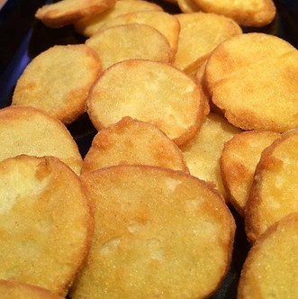 Close Up Crispy Golden Potato Slices
