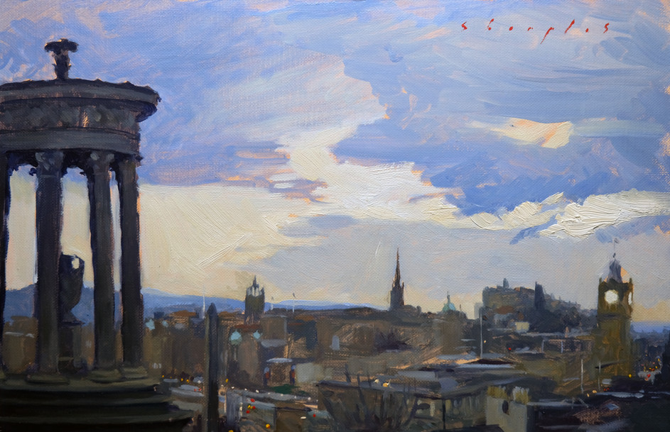 calton hill edinburgh oil painting plein air