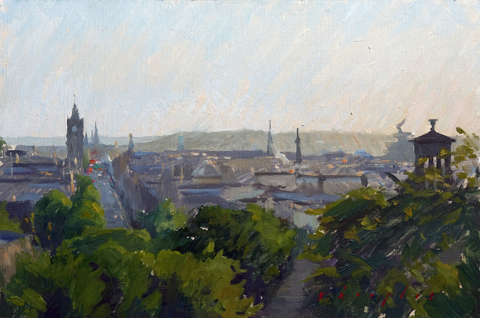 Calton Hill Evening Light plein air painting edinburgh scotland