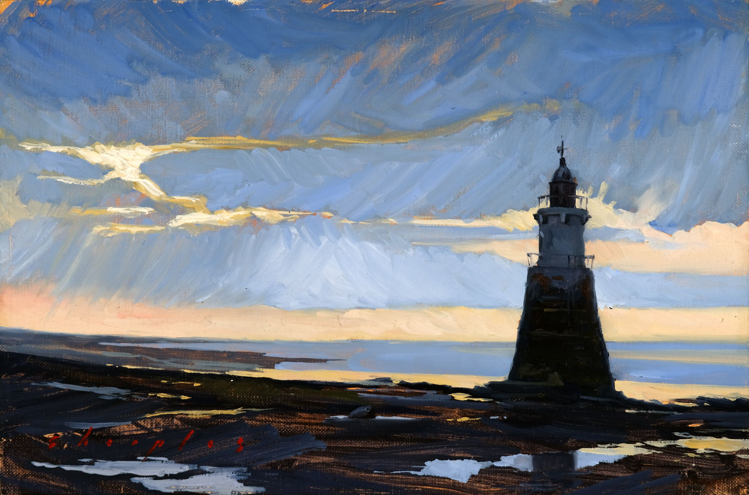 Plover Scar Lighthouse, Sunset