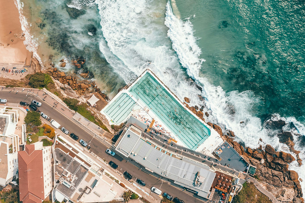 Ocean pool on a clifftop above crashing waves