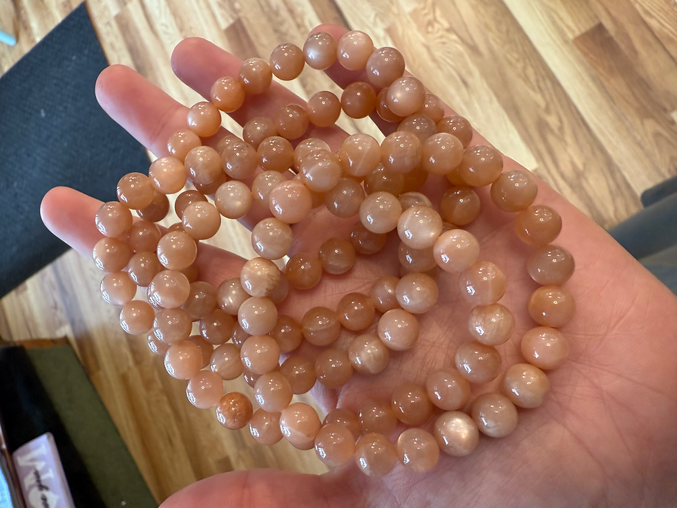 Thumbnail: Peach Moonstone Stretchy Bracelet