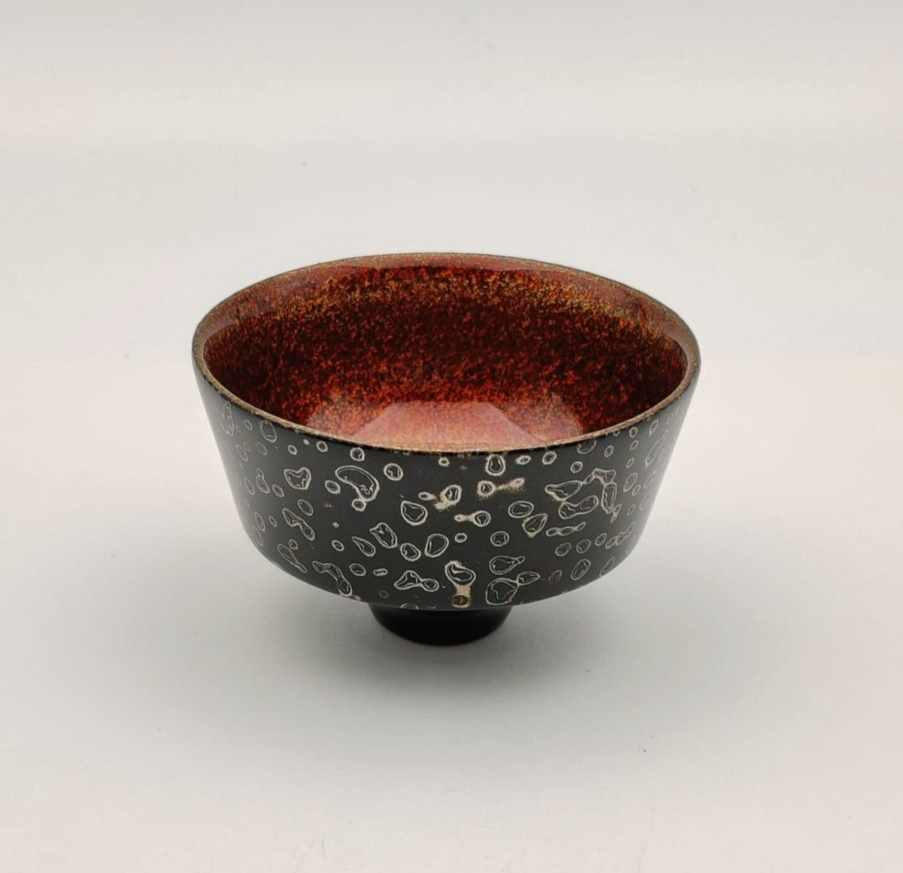 Lacquer Wooden Cup by CHEN Mingzong - Black colour with Silver Leaf