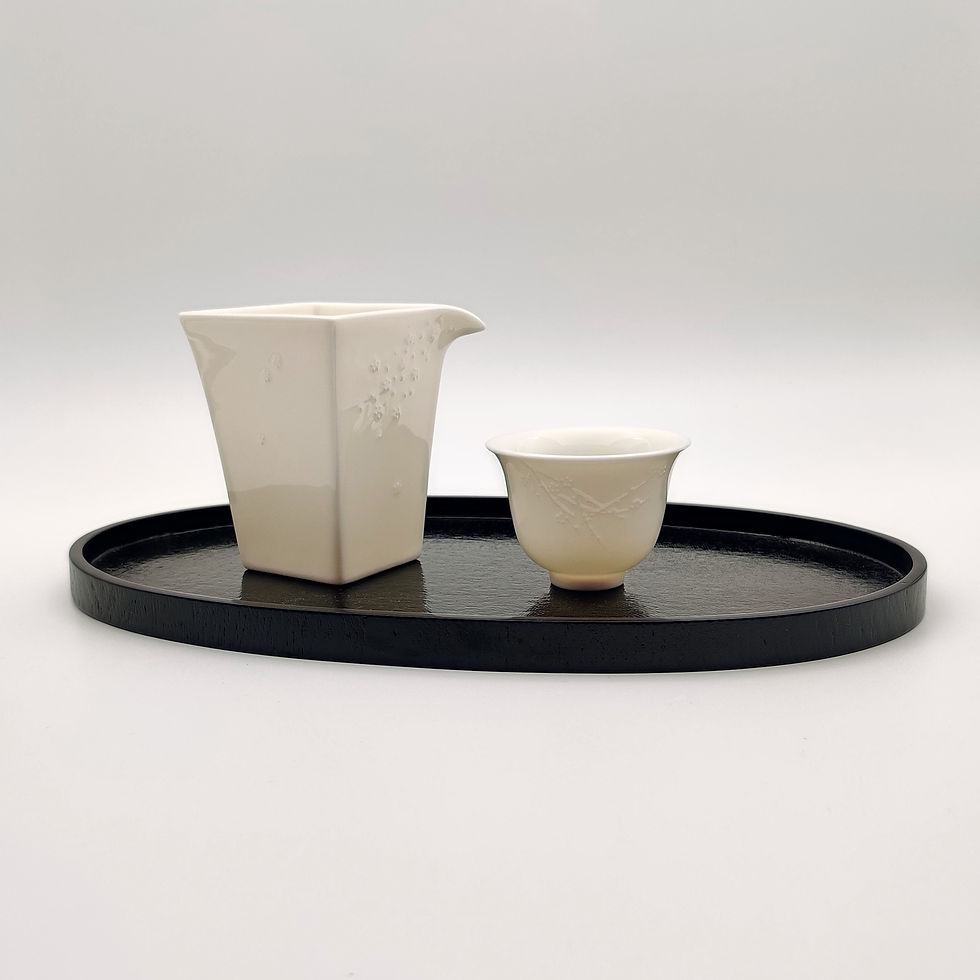 Thumbnail: Dehua Porcelain Square-shaped Serving Pot with Cherry-blossom Pattern