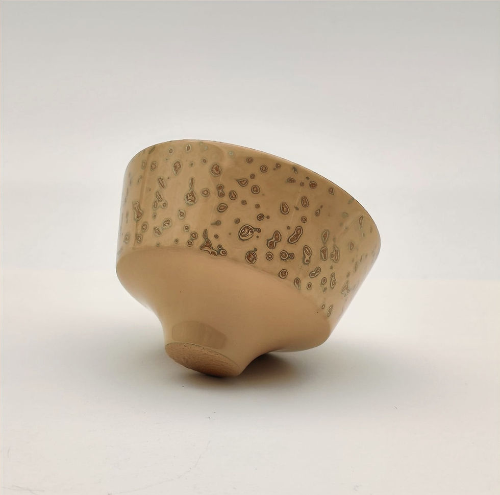 Thumbnail: Lacquer Wooden Cup by CHEN Mingzong - Eggshell colour with Gold Leaf