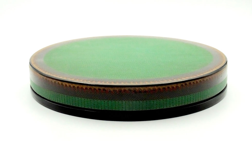 Thumbnail: Burmese Green Paddy Design Lacquer Circular Box