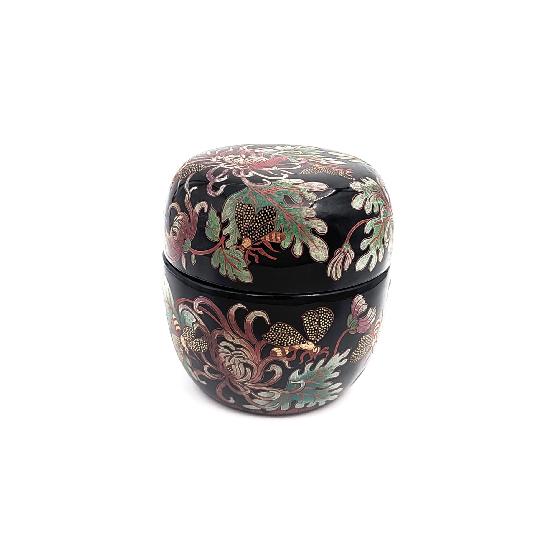 Bees Hovering Over Chrysanthemums Lacquer Box by Veronica GRITSENKO