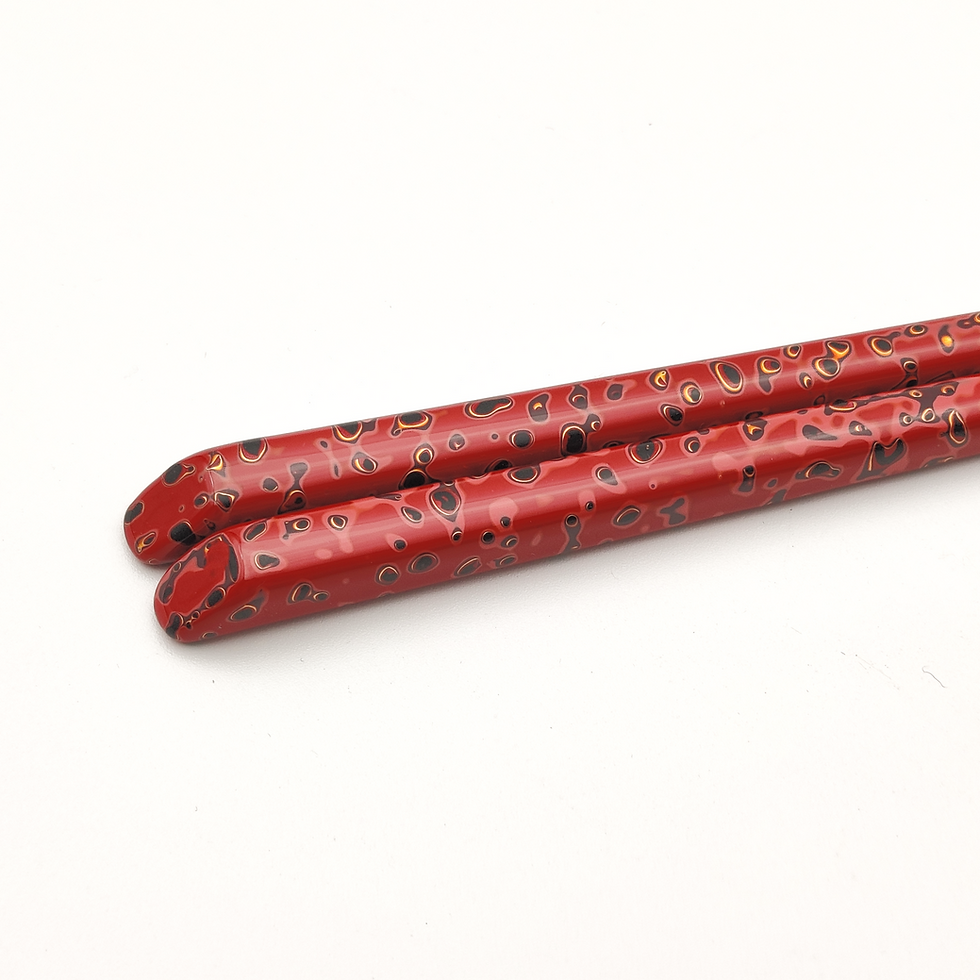 Thumbnail: Lacquer Chopsticks by CHEN Mingzong - Red with Gold Powder