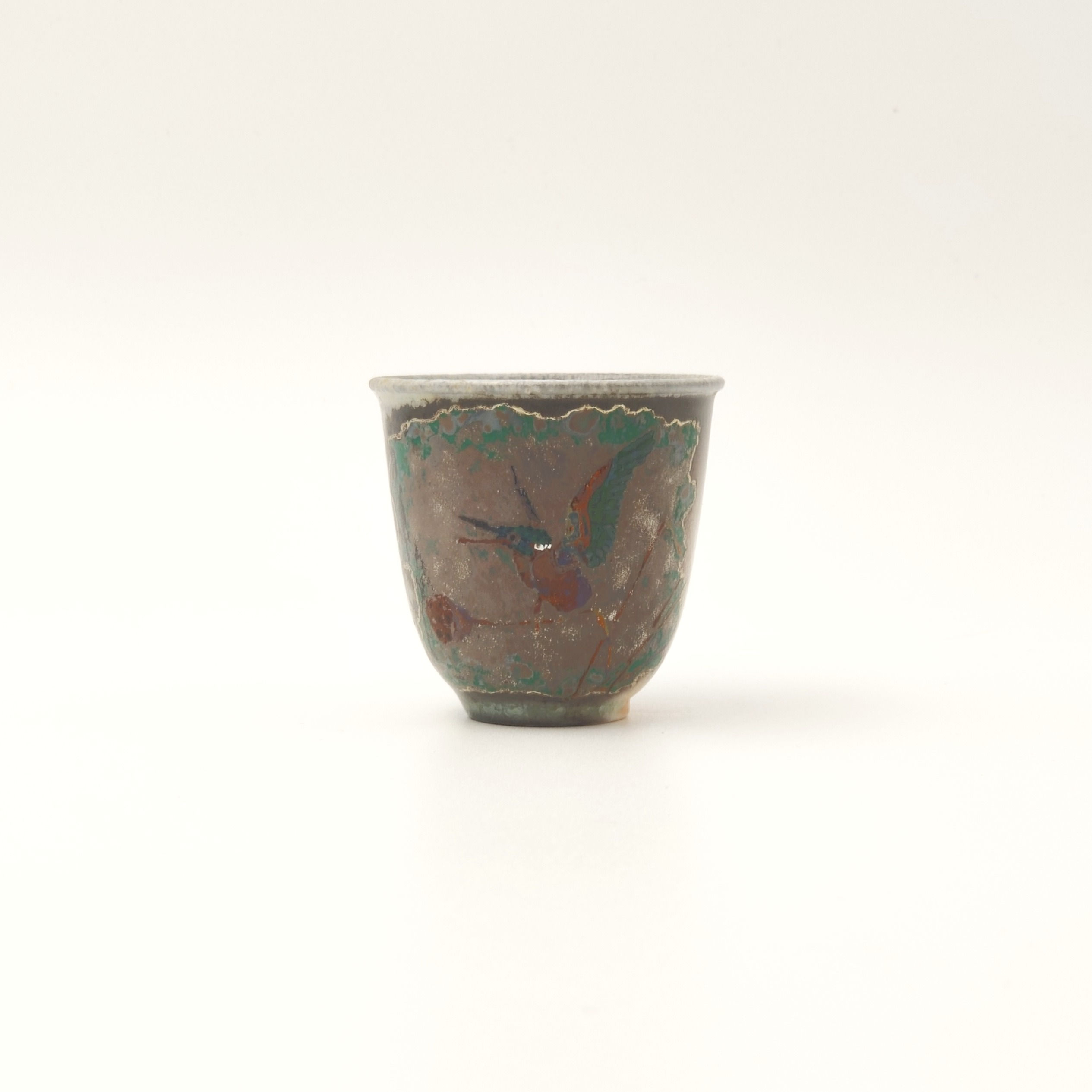 Lacquer Qishan Wood-fired Porcelain Teacup with Lacquer Painting by HONG Yidong