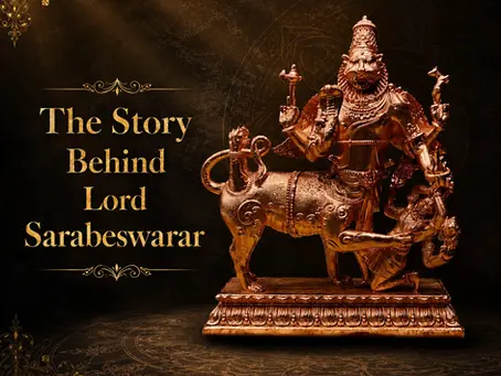 Lord Sarabeswarar idol depicting the powerful form of Lord Shiva as Sarabeshwara, associated with protection, divine strength, spiritual energy, and traditional Hindu worship.