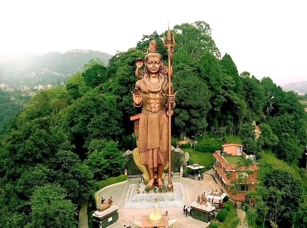 Kailashnath Mahadev Statue in Sanga, Nepal, a monumental representation of Lord Shiva symbolizing Hindu spirituality, devotion, divine power, and sacred cultural heritage.