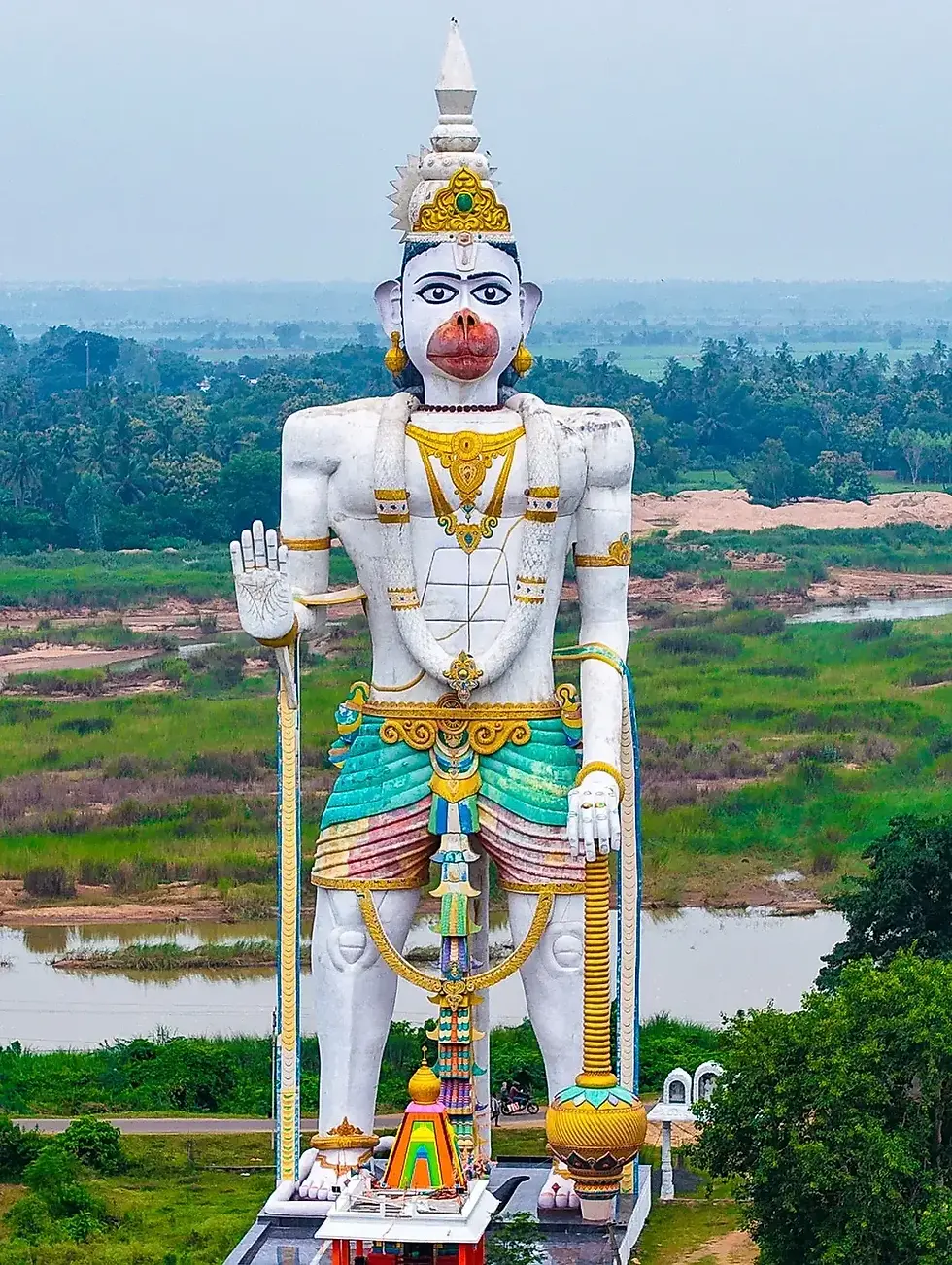 Hanuman statue at Madapam in Srikakulam, Andhra Pradesh, a monumental representation of Lord Hanuman symbolizing devotion, strength, courage, protection, and Hindu spiritual traditions.