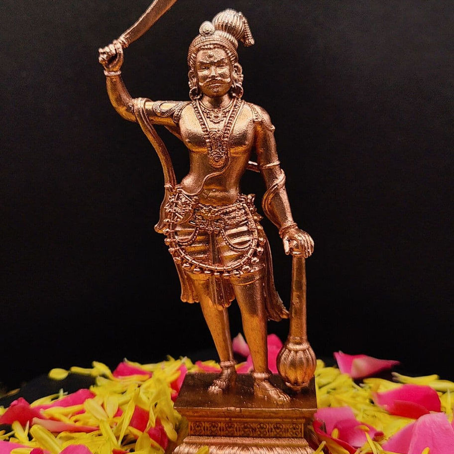 Bronze Karuppasamy Idol – Powerful Guardian Deity Statue for Protection, Courage, and Home Temple Worship