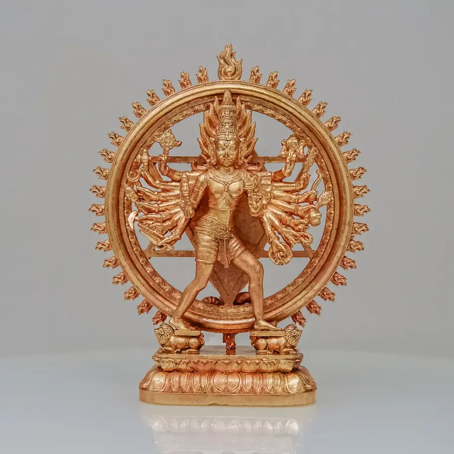 Bronze Chakrathalwar Idol – Divine Sudarshana Chakra Statue for Home Temple Worship