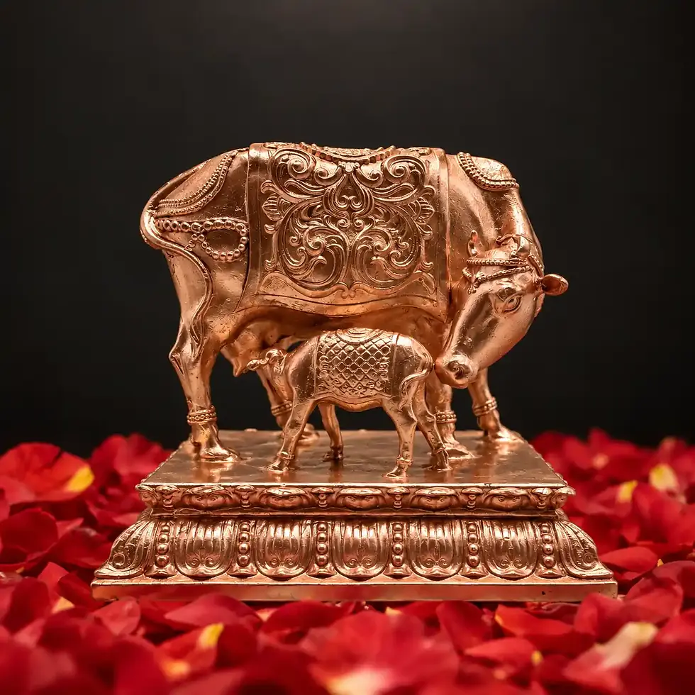 Traditional Gomatha bronze sculpture for pooja and cultural spaces