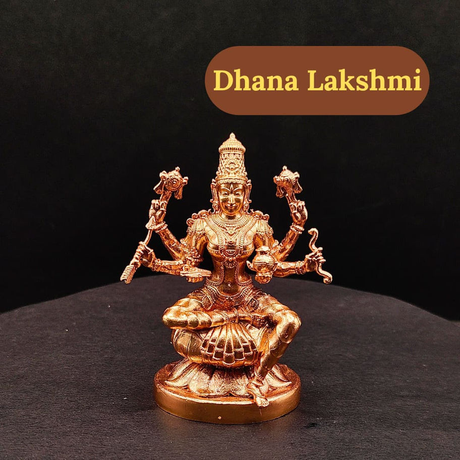 Bronze Dhana Lakshmi Idol – Goddess of Wealth & Prosperity for Worship