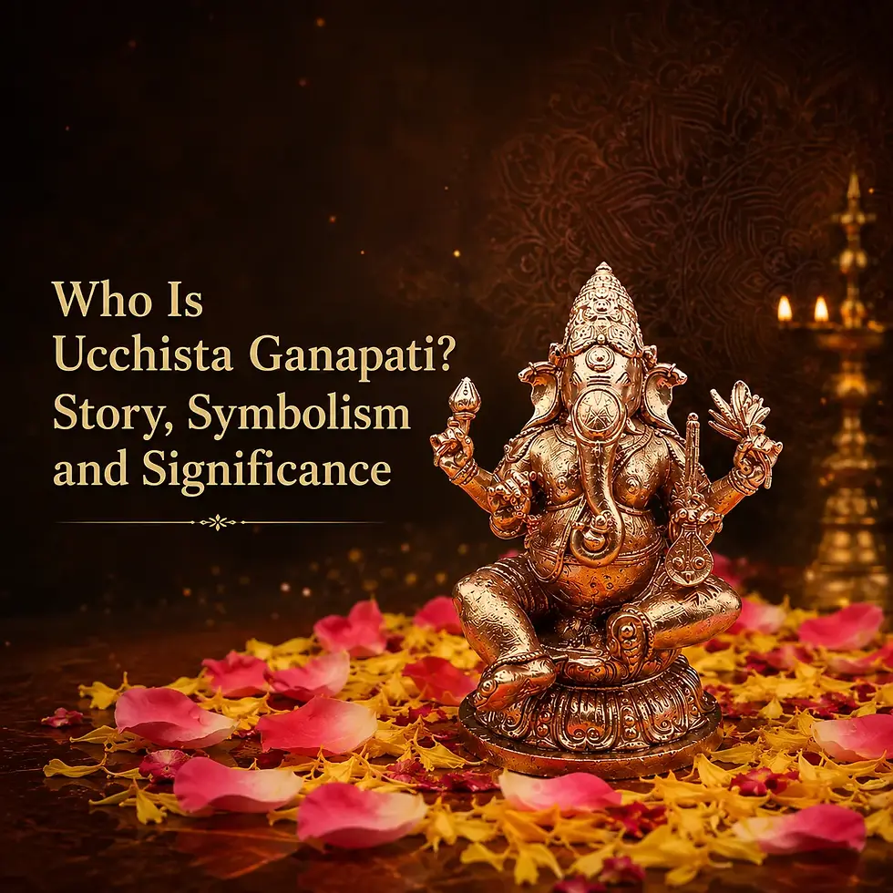 Ucchista Ganapati idol representing a unique form of Lord Ganesha associated with tantric traditions, spiritual energy, wisdom, Kundalini Shakti, divine power, transformation, and the removal of obstacles.