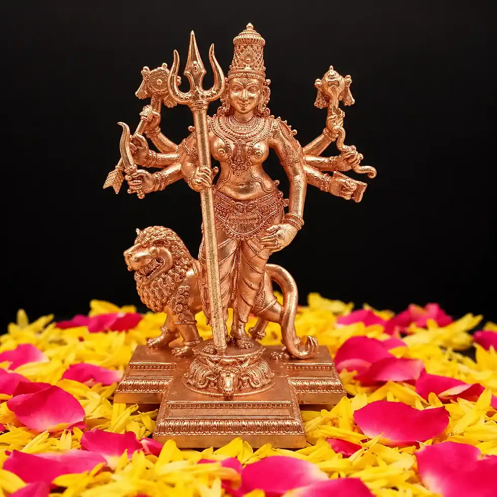 Vishnu Durgai Amman idol with traditional goddess iconography