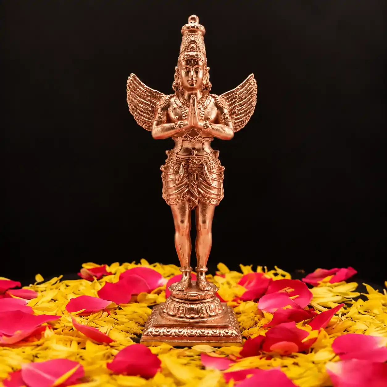 Garuda Vishnu vahana statue in bronze South Indian Garuda bronze sculpture Hindu Garuda devotional statue for temple