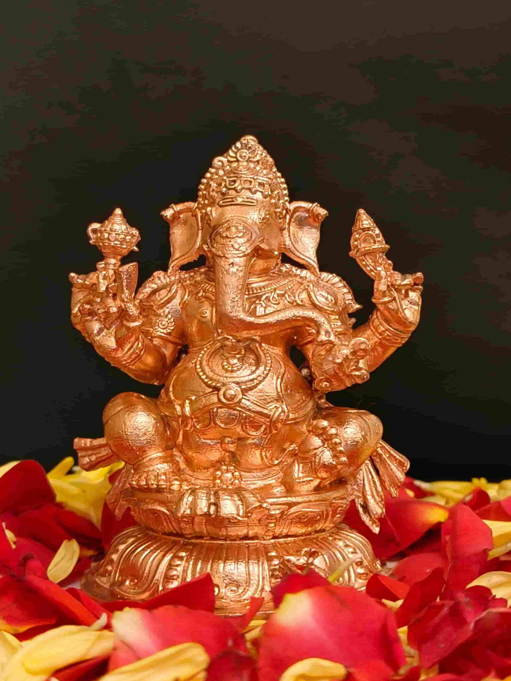 Lord Ganesha Brass Idol – Hindu Elephant God of Wisdom and Prosperity