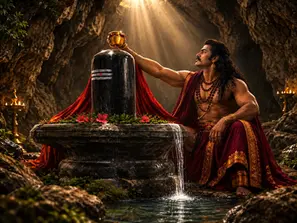 One Lesson in Humility: The Story of Ravana and Lord Shiva, exploring Ravana’s devotion and pride, his encounter with Nandi, attempt to lift Mount Kailash, and Lord Shiva’s divine power and lesson in humility.