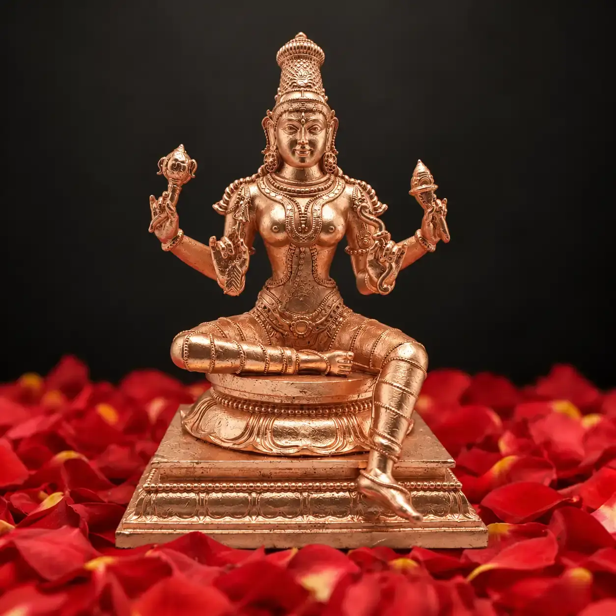 Tripura Sundari murti showing detailed sculptural craftsmanship