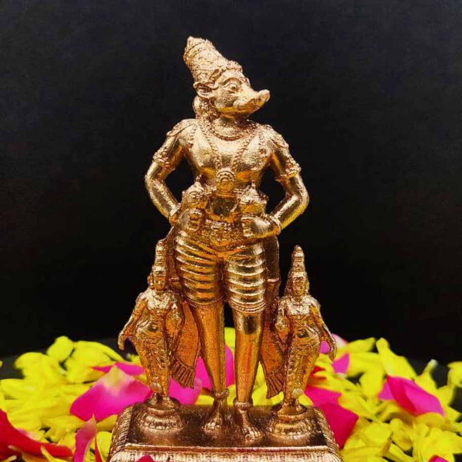Bhoo Varahar Idol – Divine Bronze and Brass Lord Varaha with Bhu Devi Idol for Home Temple