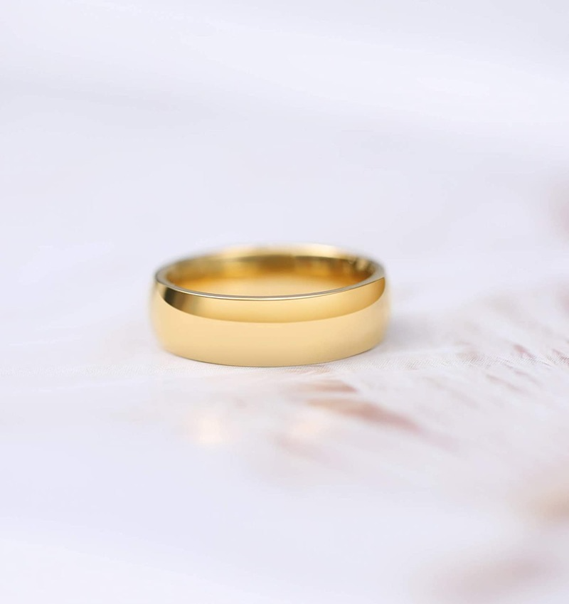 Thumbnail: Titanium Ring 14K Gold Plated High Polished Wedding Band - 2/4/6mm