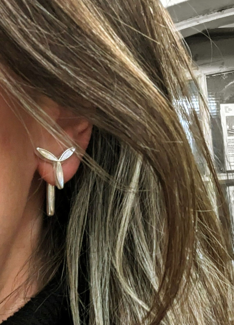 Recycled silver wind turbine earrings