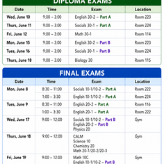 Diploma/Final Exam Schedule
