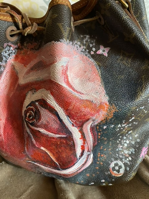 Thumbnail: Custom Painted Authentic Louis Vuitton ,Petite Noe bucked bag