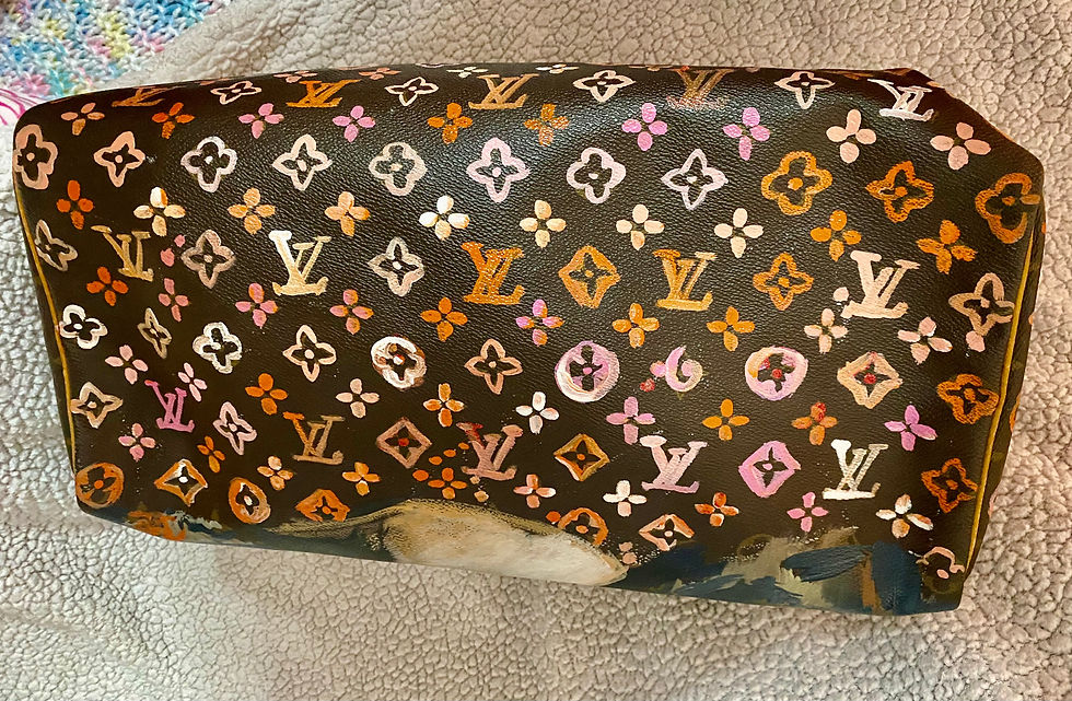 Thumbnail: Custom Painted Authentic Louis Vuitton   Speedy bag,  with Mona Lisa