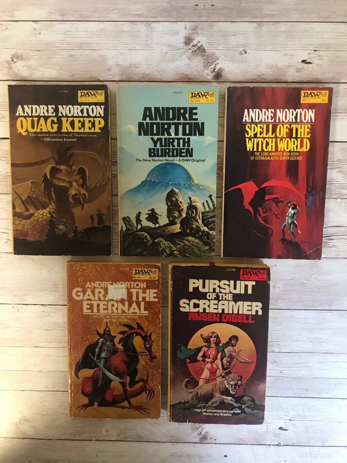 Lot of 5 DAW Novels, Vintage Scifi/Fantasy Mass Market PB
