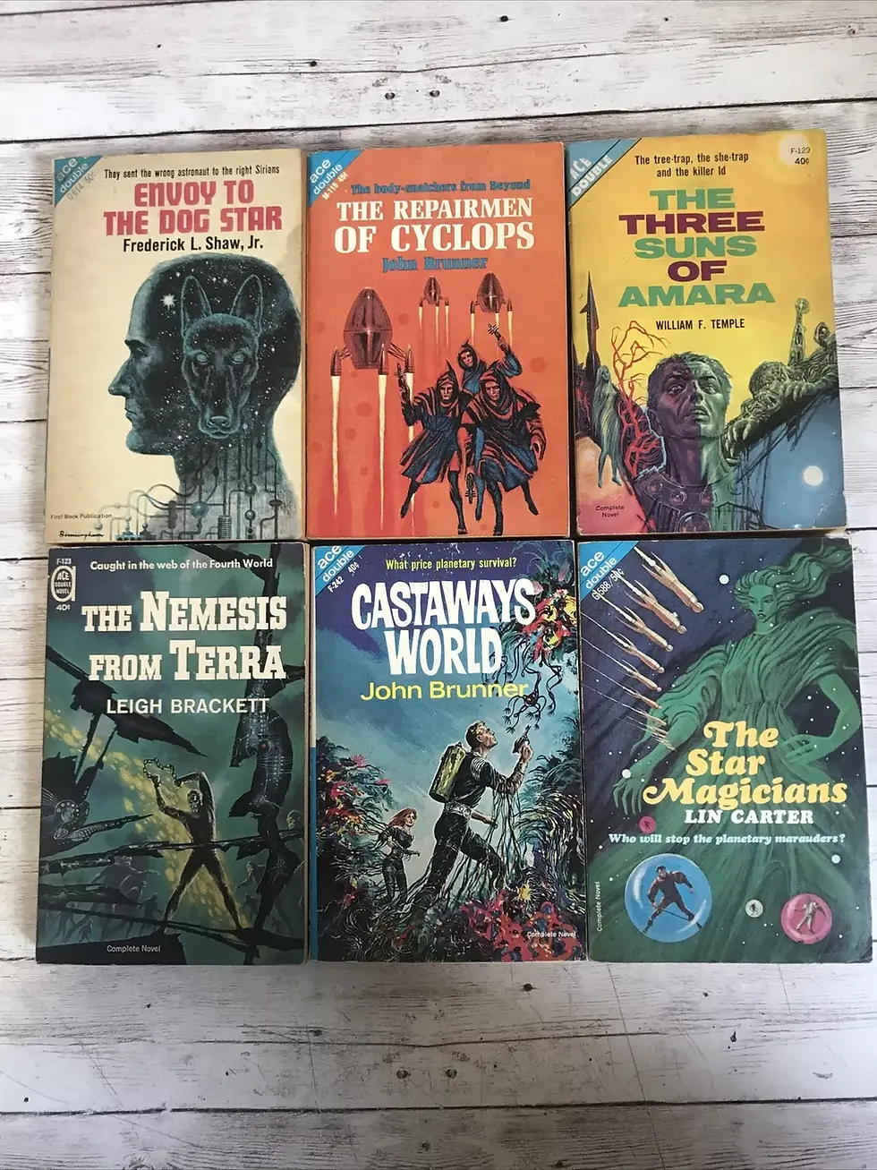 Lot of 6 ACE Double Vintage 60s 70s Science Fiction Mass Media Paperbacks