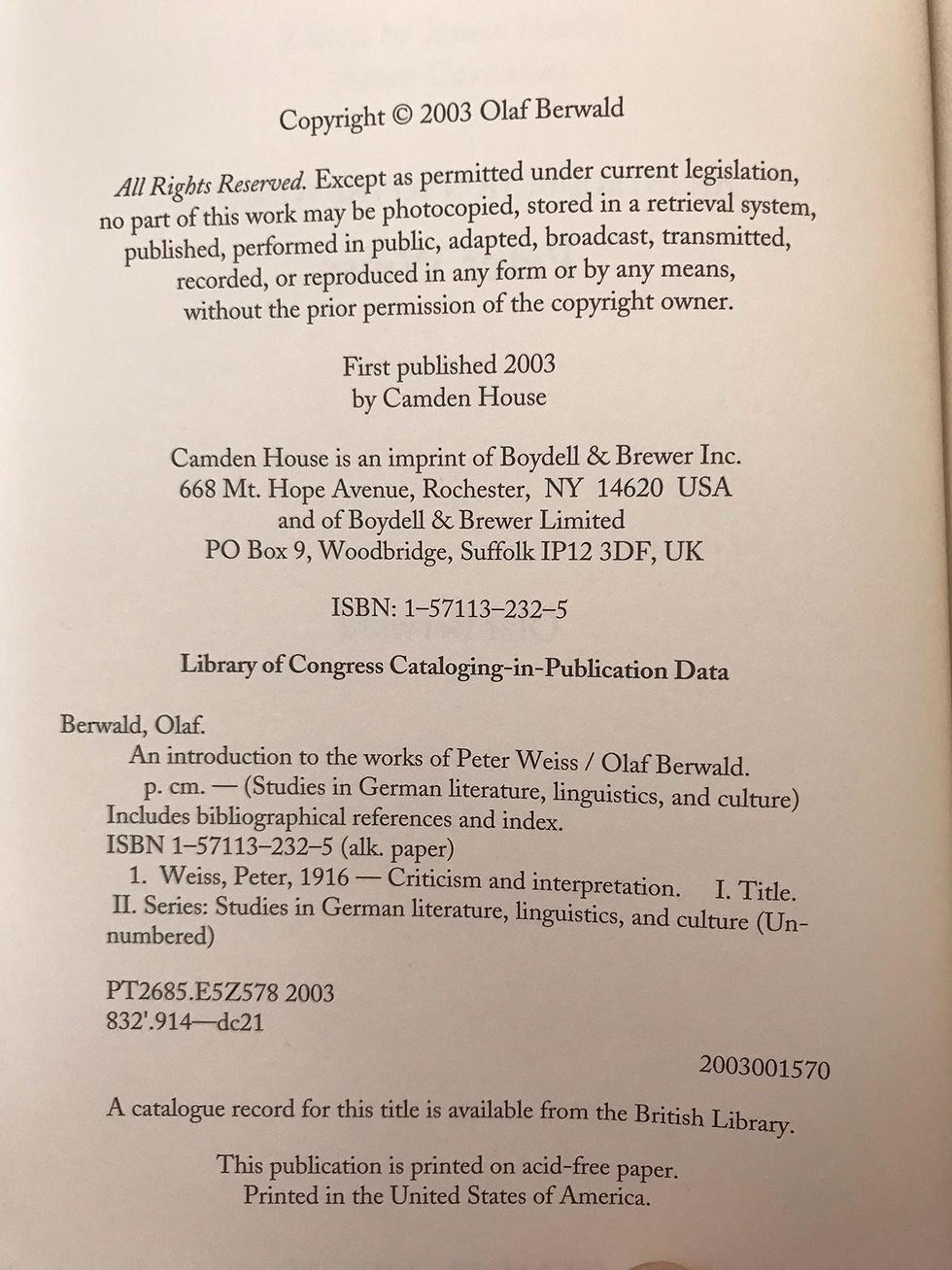 Thumbnail: Introduction to the Works of Peter Weiss