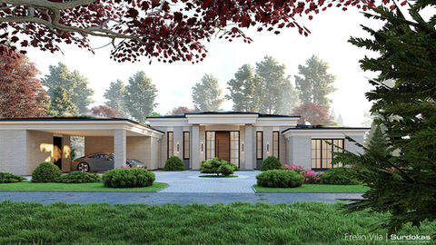 ERELIO VILA | Namo projektas. Modernios klasikos namas gamtos apsuptyje. Suprojektavo Marijus Surdokas ir Rūta Surdokienė