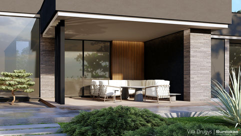 VILA DRUGYS | Modernus namas gamtos apsuptyje, namų projektai, Modernus namas statomas pagal Surdokų architektūros studijoje sukurtą namo projektą